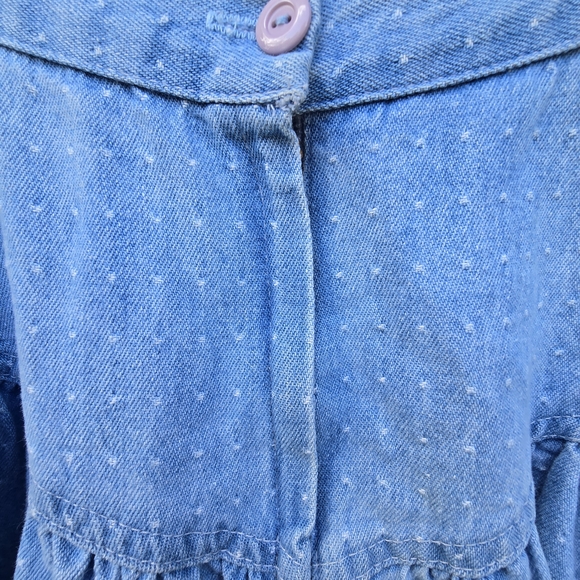 Polka-Dot Denim Midi Skirt – Vintage 90's Juniors, Fun & Flirty! Size 7 Juniors - Picture 6 of 7